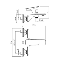 Mitigeur de baignoire Noir Mitigeur de baignoire Noir